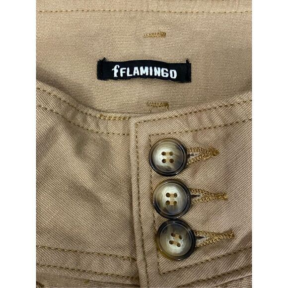 Flamingo Khaki Pants Wide Leg Crop Stretch Tan Women’s Sz M - Picture 5 of 9